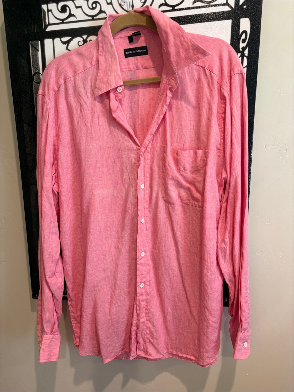 Bergdorf Goodman Italian 100% linen shirt sz large
